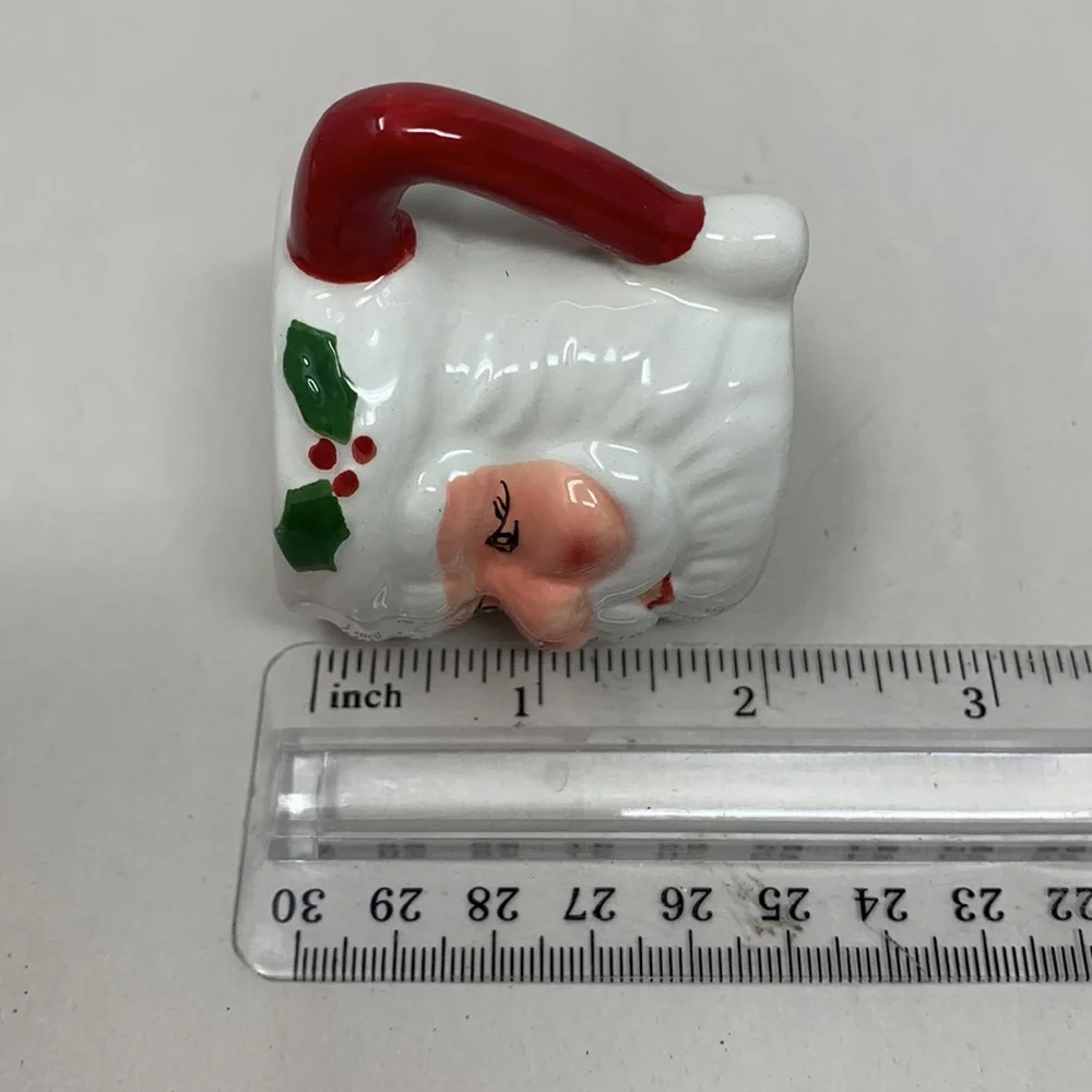 5 pc Christmas decor ornament lot Tree Wreath Elf Santa cup glass mushroom NEW - Picture 15 of 17